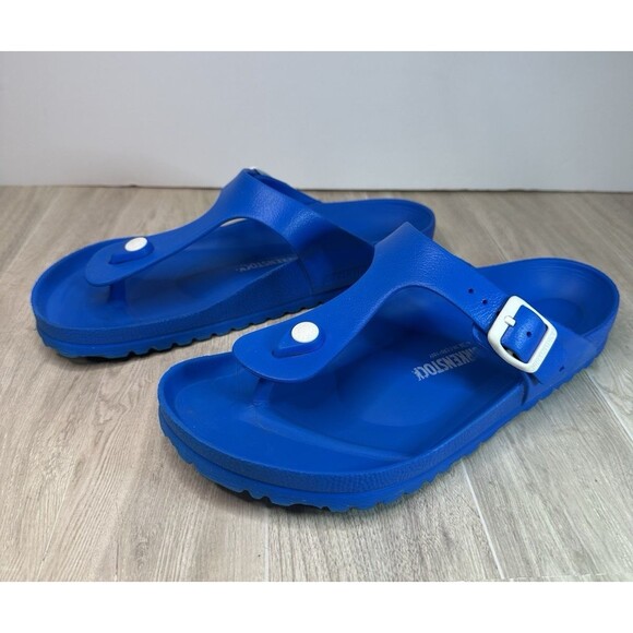 Birkenstock Sandals Womens 10 Mens 8 Gizeh Eva Rubber Royal Blue Thong Flip Flop - Picture 7 of 16